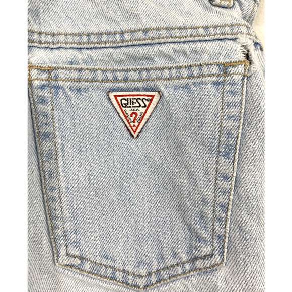 Vintage Guess Jeans Girls Sz 14 Light Wash Denim Straight Holes Distress Hi Rise - Picture 3 of 12